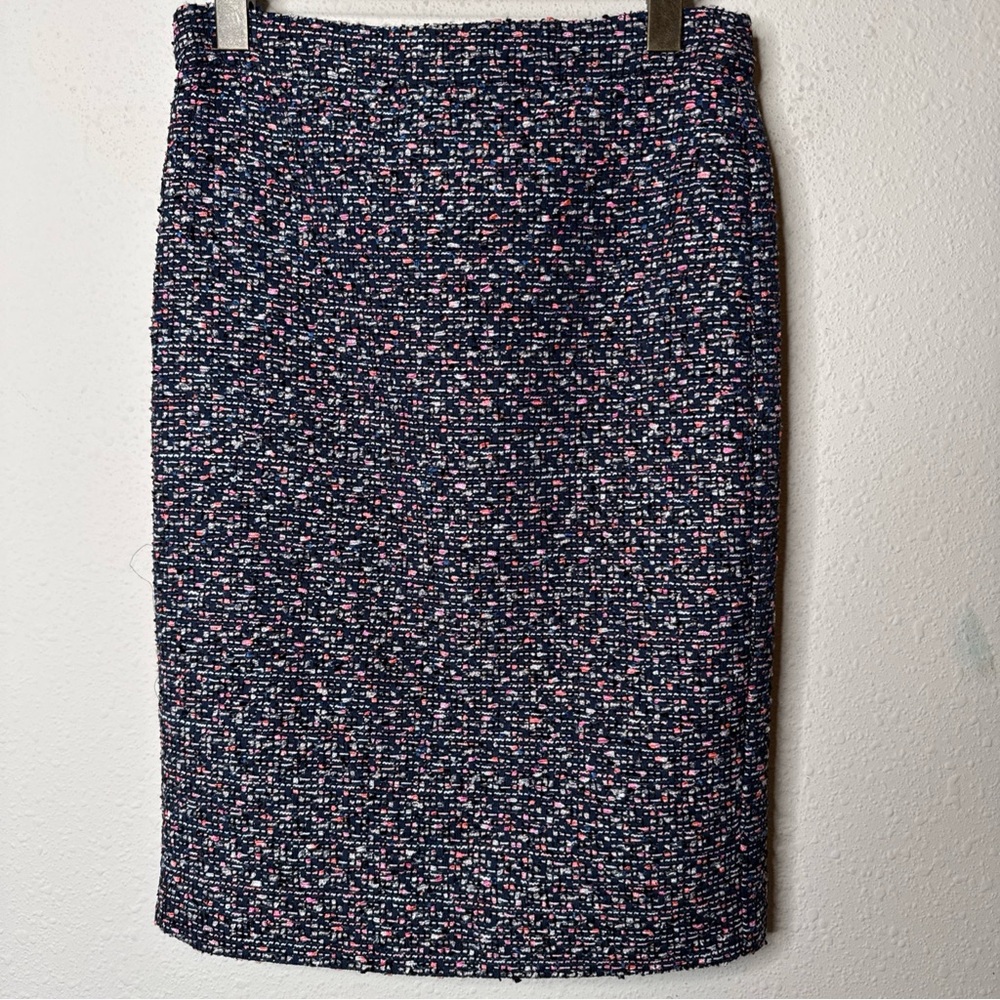 J. Crew No. 2 Pencil Skirt In Pink Confetti Tweed Back Zip Size 6 - Picture 2 of 9